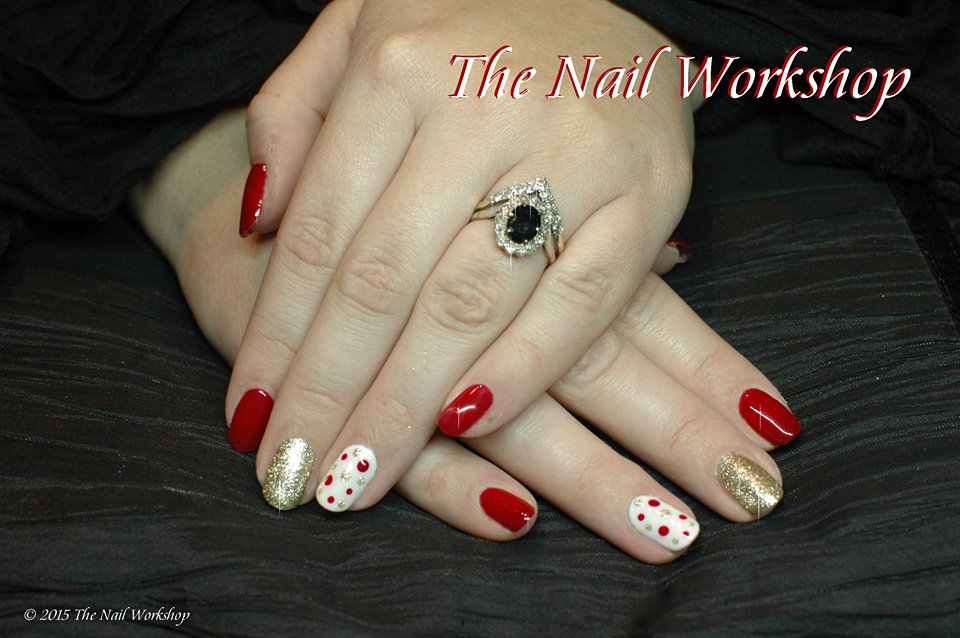 Gel II Red White and Gold with Dots Christmas 